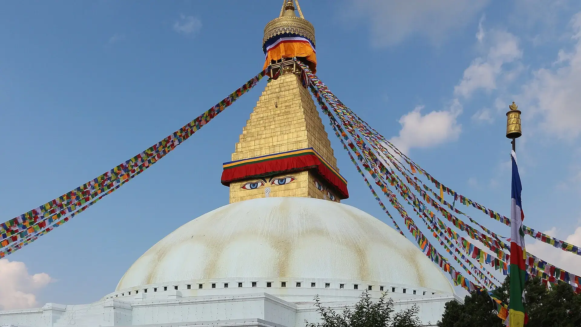 Prayer flags over Boudhanath Stupa, Kathmandu